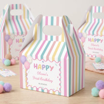 Pastel Stripes Fun Girl Birthday Favor Boxes