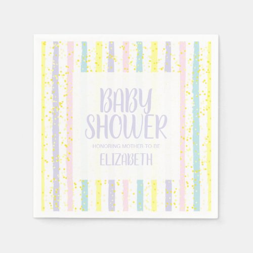 Pastel Stripes Gender Neutral Baby Shower Napkins