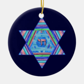 Pastel Stripes Hanukkah Star Ornament