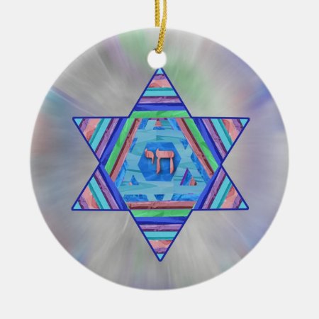 Pastel Stripes Hanukkah Star Ornament