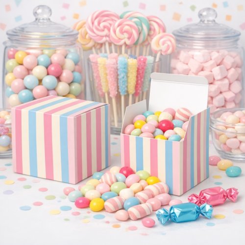 Pastel Stripes Ice Cream Social Favor Boxes
