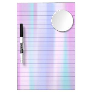 Pastel Stripes Lined Dry Erase w/ Mirror Dry Erase Board With Mirror