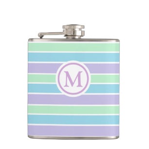 Pastel Stripes Monogrammed Flask
