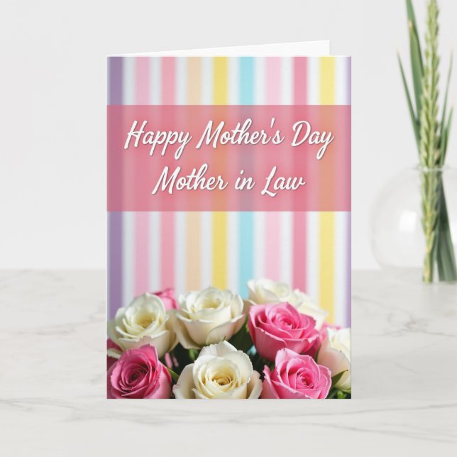 Pastel Stripes Mothers Day Card (Front)