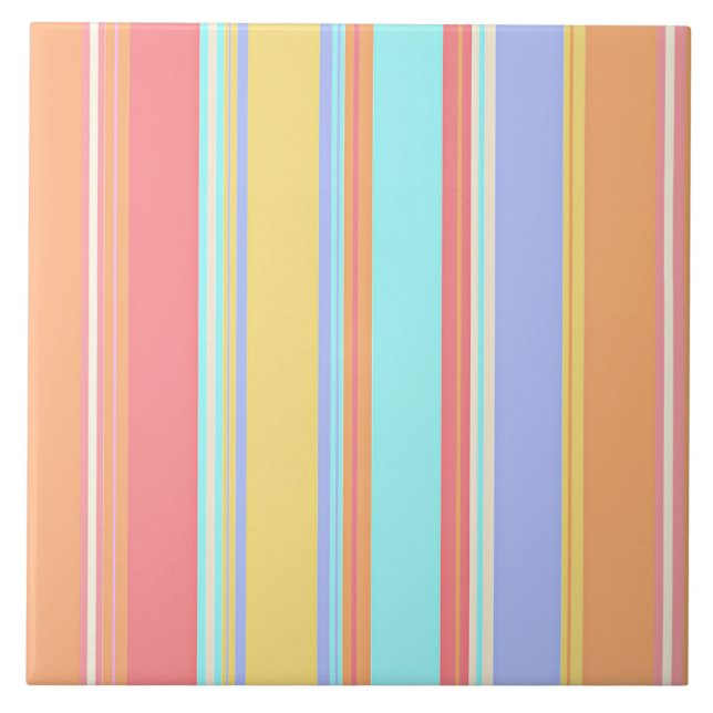 Pastel Stripes Pattern Ceramic Tile (Front)