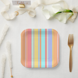 Pastel Stripes Pattern Paper Plates