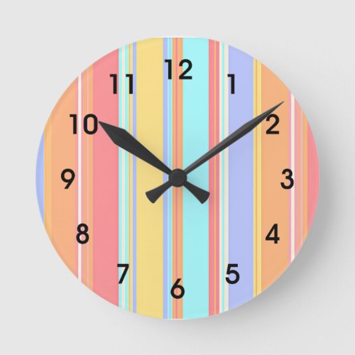 Pastel stripes pattern round clock