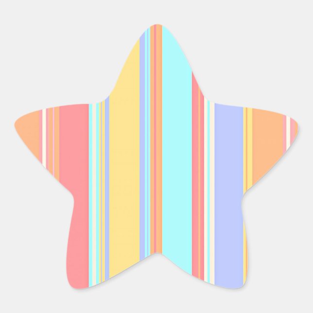 Pastel Stripes Pattern Star Sticker (Front)