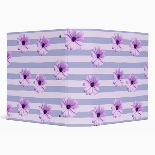 Pastel stripes pattern with Daisies 3 Ring Binder (Background)