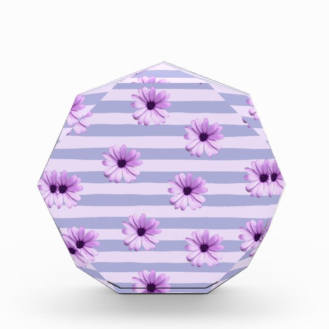 Pastel stripes pattern with Daisies Acrylic Award (Front)