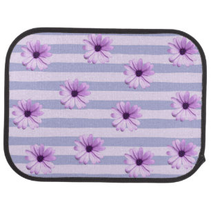 Pastel stripes pattern with Daisies Car Floor Mat