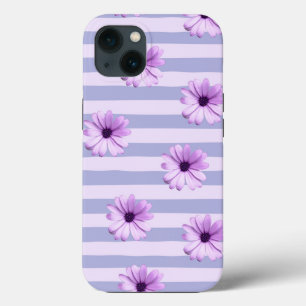 Pastel stripes pattern with Daisies iPhone 13 Case