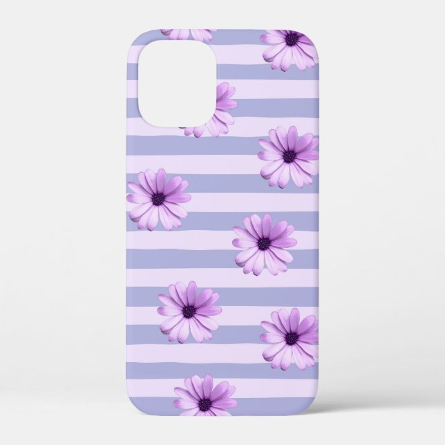 Pastel stripes pattern with Daisies Case-Mate iPhone Case (Back)