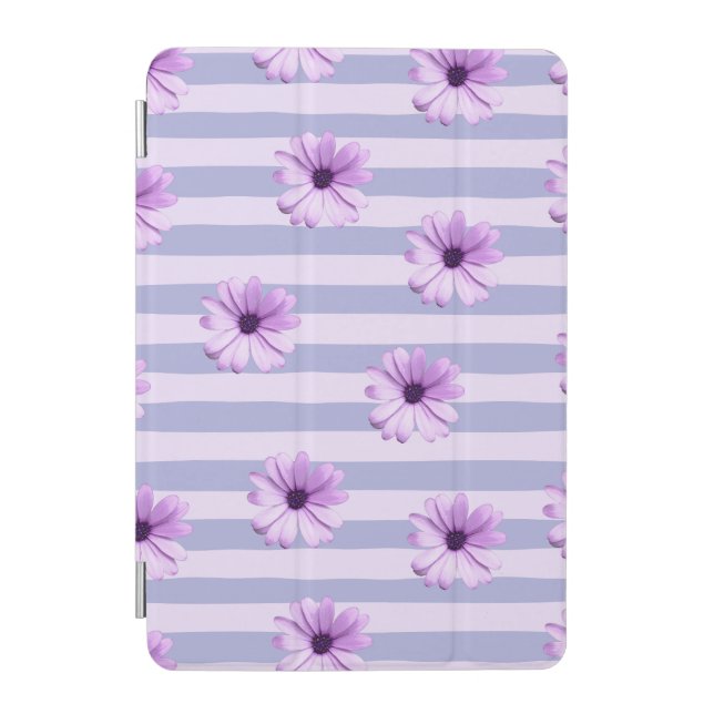 Pastel stripes pattern with Daisies iPad Mini Cover (Front)