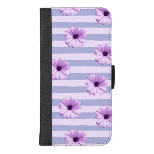 Pastel stripes pattern with Daisies iPhone 8/7 Plus Wallet Case