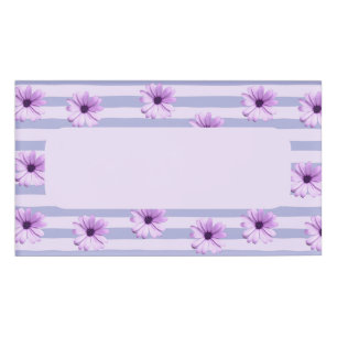 Pastel stripes pattern with Daisies Name Tag