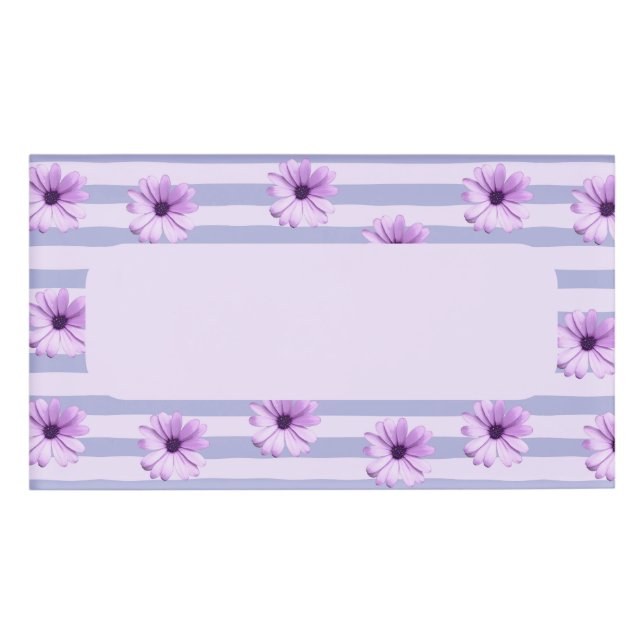 Pastel stripes pattern with Daisies Name Tag (Front)