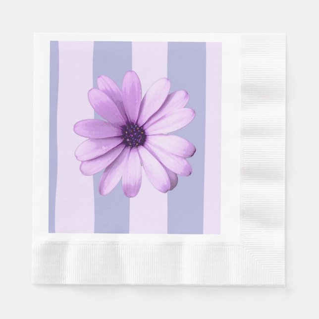 Pastel stripes pattern with Daisies Napkins (Front)