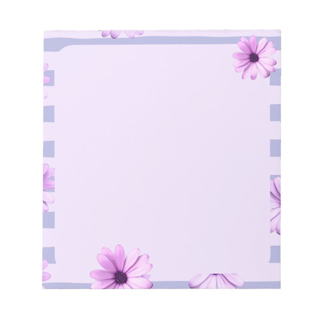 Pastel stripes pattern with Daisies Notepad (Front)