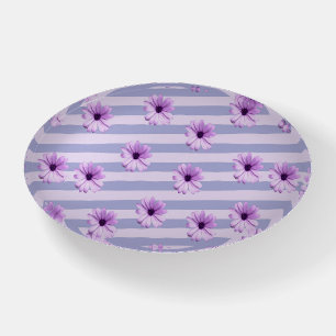 Pastel stripes pattern with Daisies Paperweight