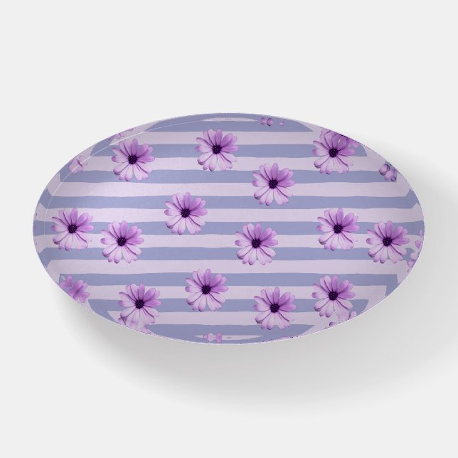 Pastel stripes pattern with Daisies Paperweight (Front)