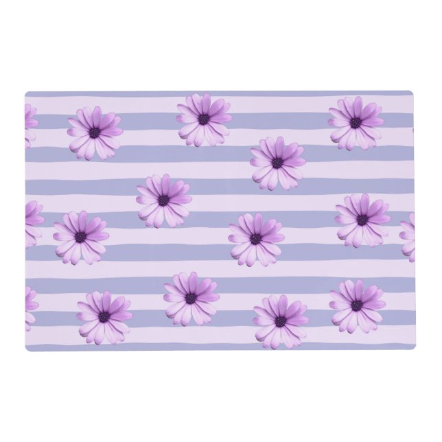 Pastel stripes pattern with Daisies Placemat (Front)