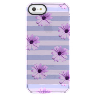 Pastel stripes pattern with Daisies Clear iPhone SE/5/5s Case