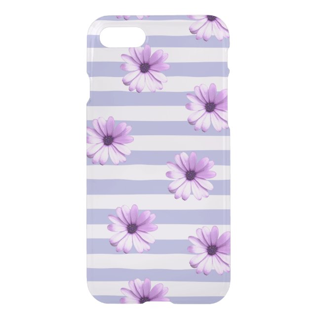 Pastel stripes pattern with Daisies Uncommon iPhone Case (Back)