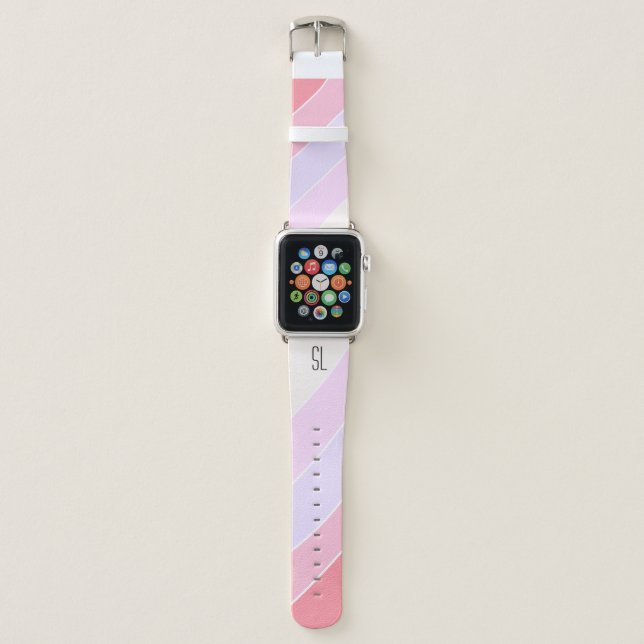 Pastel Stripes Personalized Apple Watch Band (Front)