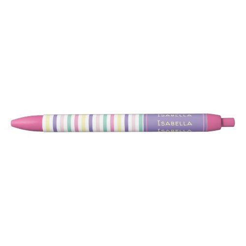 Pastel Stripes Personalized Black Ink Pen