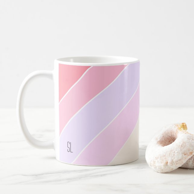 Pastel Stripes Personalized Coffee Mug (With Donut)