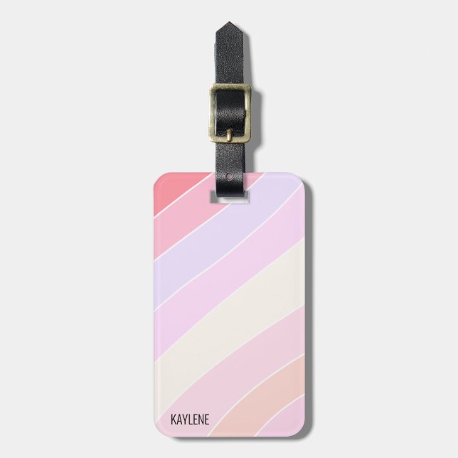 Pastel Stripes Personalized Luggage Tag (Front Vertical)