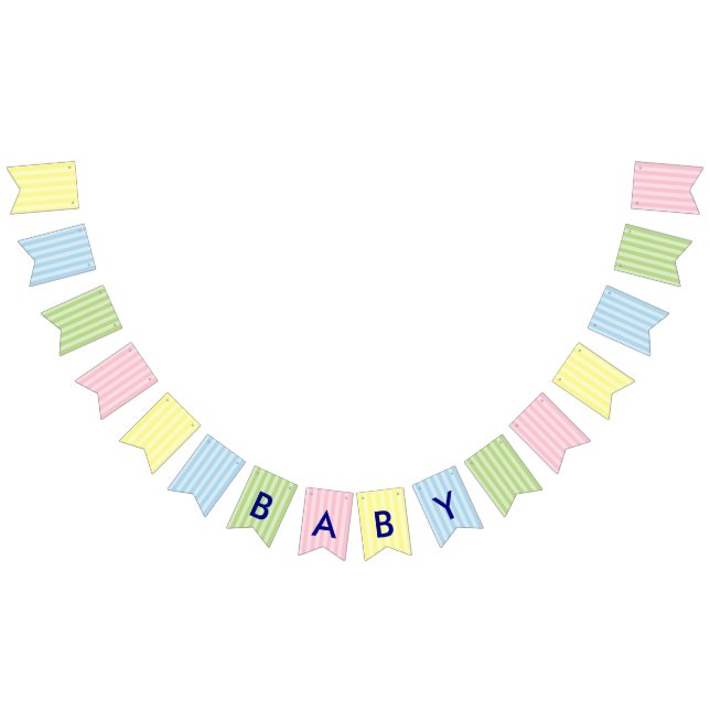 Pastel Stripes | Pink, Yellow, Blue, Green Baby Bunting Flags (All)