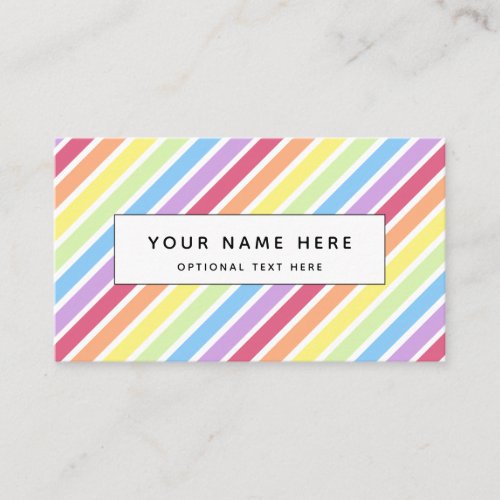 Pastel Stripes Rainbow Diagonal Pattern Business Card