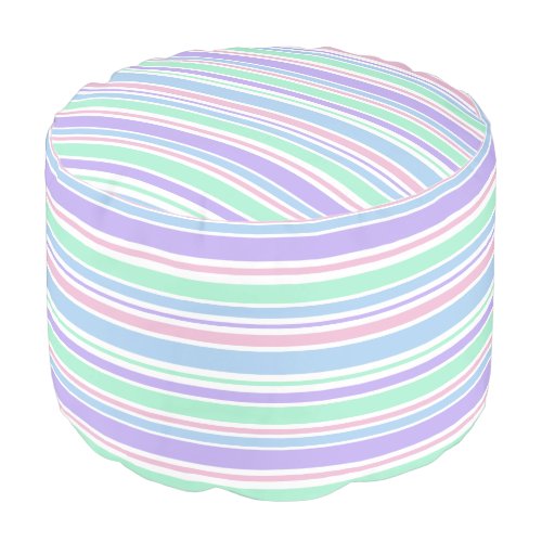 Pastel Stripes Round Pouf