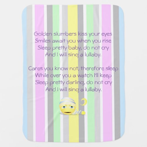 Pastel Stripes Sleepy Head  Lullaby Cradle Song Baby Blanket