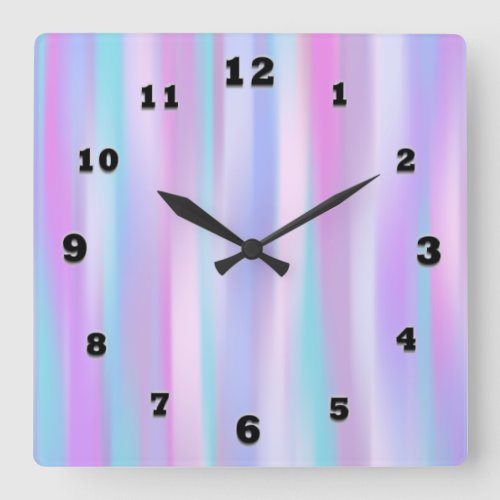 Pastel Stripes Square Wall Clock