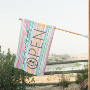 Pastel Stripes Sweet treats Bakery Open House Flag