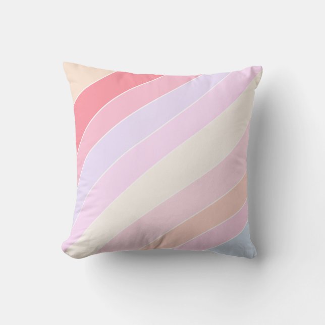 Pastel Stripes Throw Pillow (Front)