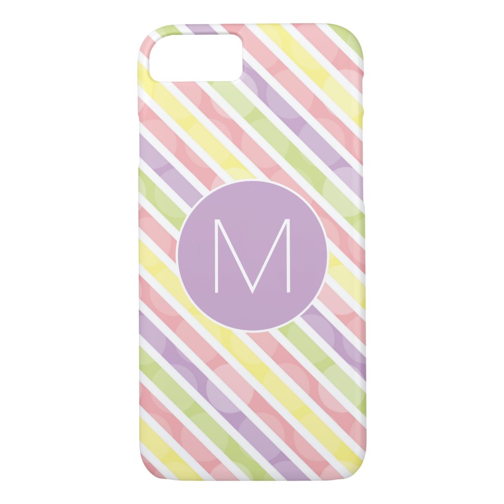 Pastel Stripes with Monogram iPhone 8/7 Case