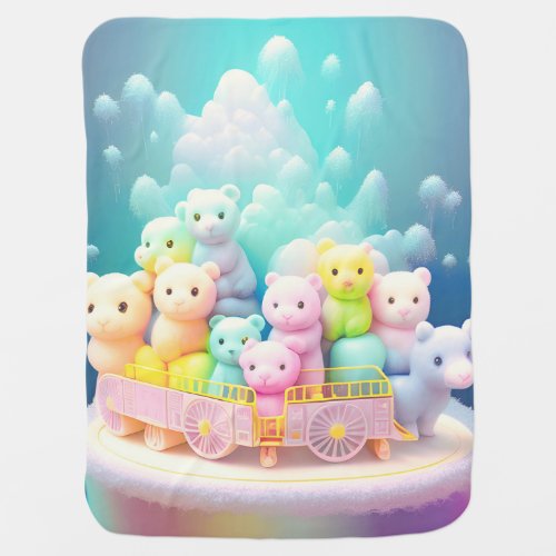 Pastel Stuffed Animal Menagerie Baby Blanket