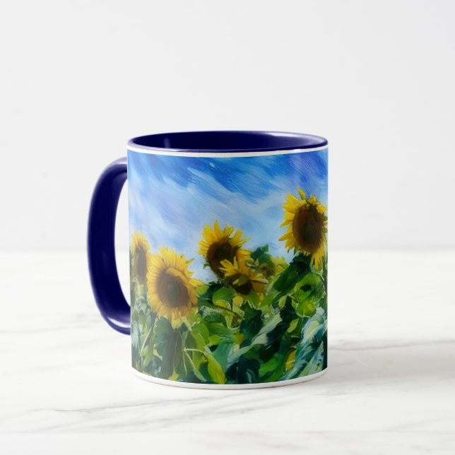 Pastel Style Art Sunflower Coffee Tea Mug (Front Left)