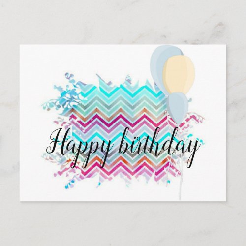 Pastel Stylish Trendy Chevron Happy Birthday Postcard