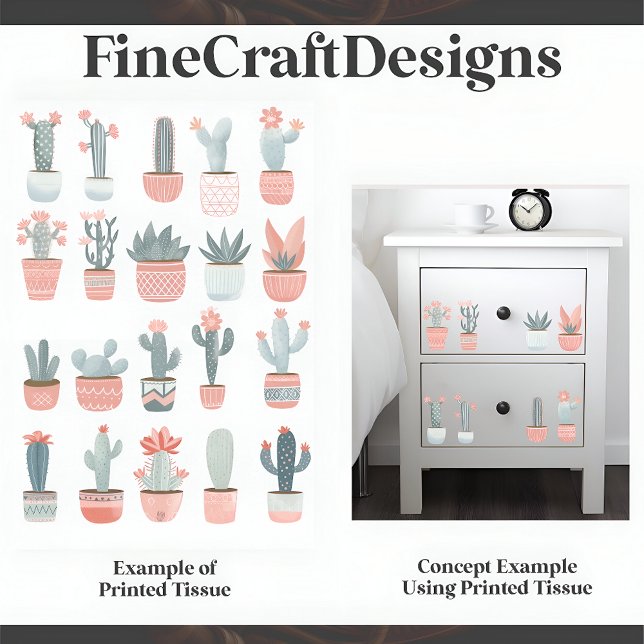 Pastel Succulent Cactus Collection D1 Decoupage Tissue Paper (Creator Uploaded)