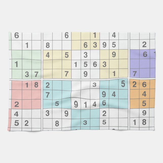 pastel sudoku kitchen towel (Horizontal)