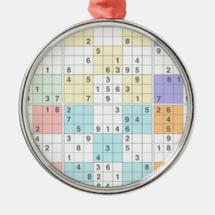 pastel sudoku metal ornament