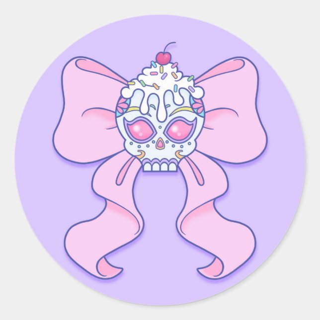 Pastel Sugar Skull Classic Round Sticker (Front)