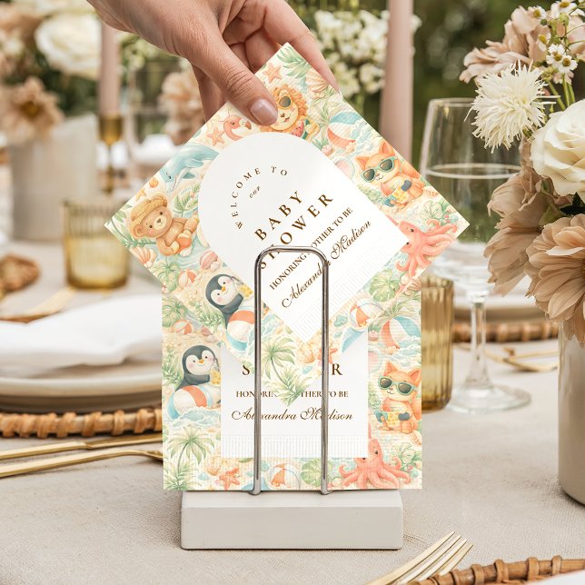 Pastel Summer Animals Baby Shower Napkins (Creator Uploaded)