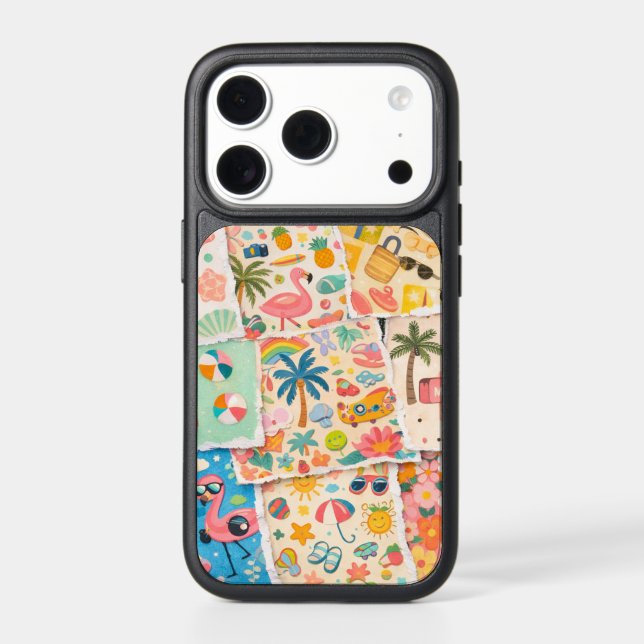 Pastel Summer Beach Collage iPhone 17 Pro Case (Back)