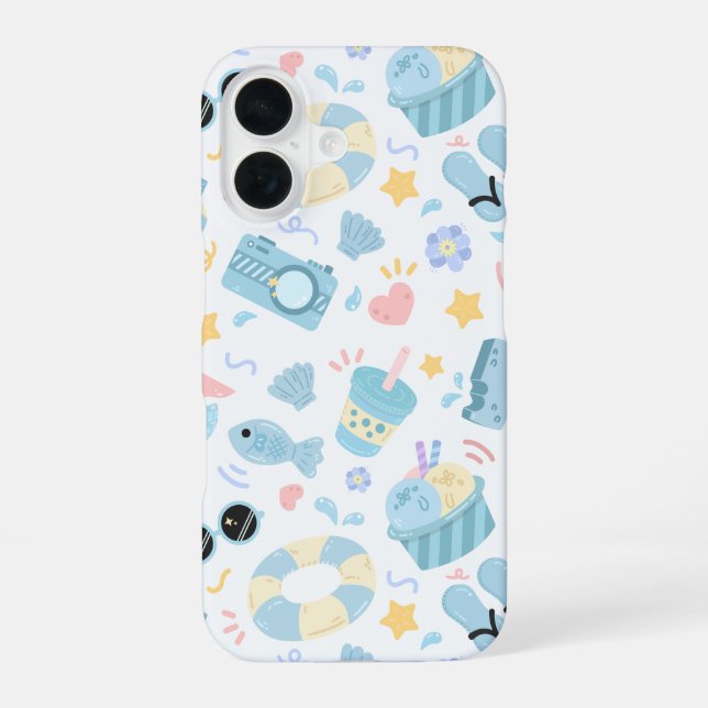 Pastel Summer Beach Pattern  Iphone Case (Back)